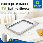 12 Pack Stainless Steel Baking Sheet Pans, 9" L × 7" W × 1" H Cookie Sheets for Toaster Oven, Rust-Resistant, Dishwasher Safe