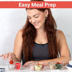 Portion Control Containers for Bariatric Meals – 8 oz Glass Meal Prep Containers with Two 4 oz Compartments and Lids (3 Pack), Reusable Bento Lunch Boxes