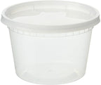 EDI D16050 16 oz Plastic Deli Food Storage Containers with Airtight Lids, Microwave/Freezer/Dishwasher Safe, BPA Free, Heavy-Duty, Leakproof, Recyclable, 50 Sets