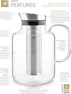Teabloom 100% Plastic-Free Extra-Large Multi-Brew Borosilicate Glass Teapot + Kettle + Pitcher – Steep and Serve Hot Tea, Iced Tea, Cold Brew Tea and Fruit Infused Water – Legacy Tea Maker