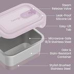 Bentgo MicroSteel Heat & Eat Container – Microwave-Safe, Leak-Proof, Easy-to-Clean, Lightweight Stainless Steel Reusable Food Storage with Airtight Silicone Lid (Lunch Size; 3-Cup Capacity; Dusk)