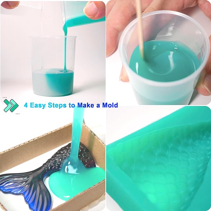 BBDINO Silicone Mold Making Kit, 2.42lb Super Elastic Liquid Silicone for Mold Making, 3h Fast Cure Platinum Mold Making Silicone Rubber for Casting Resin Molds/Silicone Molds/Candle Molds/Soap Molds