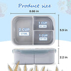 MISS BIG® Bento Box,Bento Box Adult,Lunch Box,Leak Proof Lunch Containers,No BPAs and No Chemical Dyes Bento Lunch Box,Dishwasher and Microwave Safe Lunch Containers for Adults(1900ml Gray)