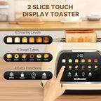 Toaster 2 Slice Smart Touch Screen, Retro 1.5'' Extra Wide Slot Stainless Steel Digital Bread Toaster with Memory Function, Bagel, Defrost, 6 Browning Levels and Removable Crumb Tray, Cream