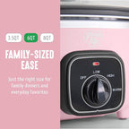GreenLife 3.5QT Slow Cooker, Non-Toxic PFAS-Free Ceramic Nonstick Removable Interior Bowl, Programmable, Keep Warm, Stovetop & Oven Safe, Dishwasher Safe Parts, Glass Lid, Pink