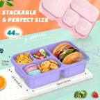 Bento Lunch Box - 4 Pack, Snack Box Containers Meal Prep Container Microwave Safe, Lunch Box of 4-Compartment, Bento Box Adult Lunch Box, Dishwasher Safety (PP(B/P/G/P))