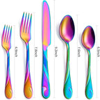 Rainbow Silverware Set for 6, 30-Piece Stainless Steel Flatware Set, Shiny Rainbow Metal Cutlery Set, Include Fork, Knife and Spoon Set, Dishwasher Safe