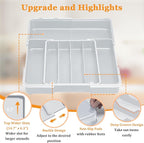 Homecor Kitchen Drawer Organizer, Expandable Silverware Drawer Organizer, Adjustable Utensil Organizer Tray, Cutlery Organizer for Forks, Knives, Kitchen Organizers and Storage, Grey