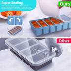 1/2 Cup Silicone Freezer Tray With Lid - Silicone Freezer Molds 4-Pack For meal prep & freezing of various sauces and other dishes, makes 24 perfect 1/2 cup portions cubes (Blue 4 Pack)