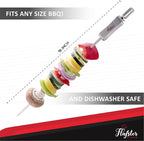 "FLAFSTER KITCHEN BBQ Skewers for Grilling - 16" Stainless Steel Flat Kebab Sticks with Push Bar, Reusable Metal Shish Kabob Skewers, Set of 6"