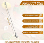 Lallisa 18 Pcs 12 Inches Bar Spoons Stainless Steel Mixing Spoons Spiral Pattern Long Drink Stirrer for Cocktail Shaker, Silver