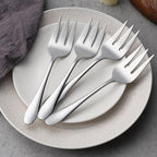 Stainless Steel Serving Forks, E-far 4-Piece Metal Hostess Serving Utensils Set for Meat Catering Buffet Party Kitchen Restaurant, Non-toxic & Dishwasher Safe