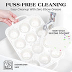1 Pc Silicone Muffin Pan for Baking with Metal Frame, Nonstick 12 Cup Regular Size Cupcake Pan, Silicone Muffin Tray for Egg Bites (Cream)