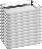 12 Pack Stainless Steel Baking Sheet Pans, 10.5" L × 8" W × 1" H Cookie Sheets for Toaster Oven, Rust-Resistant, Dishwasher Safe