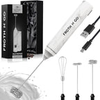 Zulay Kitchen FrothMate Powerful Milk Frother Portable & Compact Handheld Foam Maker Lattes, Cappuccinos (Marble, Froth N Go)