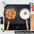 3-Piece Nonstick Pots and Pans Set with Lids, Includes 10.25 Inch Frying Pan 1.5Qt Saucepan and 2.2Qt Stock Pot, PFOA Free Dishwasher Safe Induction Compatible Family Cookware, Black