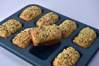 Monfish Mini loaf pan 8 cativy Small Rectangle brownie cake pan Carbon Steel Royal blue non stick