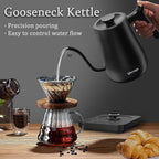 Gooseneck Electric Kettle,Ulcreigo Tea Kettle for Boiling Water, Temperature Control with 5 Variable Presets,Hot Water Boiler Heater for Pour Over Coffee, Keep Warm 2 Hours,304 Stainless Steel(Black)