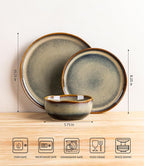 TheTerra Ceramic Dinnerware Sets for 4, 12 Pieces Porcelain Lightweight Plates and Bowls Sets, Scratch Resistant Dish Set, Oven & Microwave & Dishwasher Safe, Coffee Bean