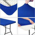 10 Pack Stretch Fabric Table Top Cap Cover, fits 6' Tables, Spandex Table Covers Washable Elastic Rectangle Tablecloth Protector for Indoor Outdoor Party Picnic Wedding, Royal Blue, 30" W x 72" L