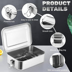 Umigy 8 Pcs Stainless Steel Food Containers 550/850/1400/2400 ml Metal Bento Lunch Box Stainless Steel Food Storage Containers, Lockable Clips to Leak Proof, Reusable Dishwasher Snack Boxes for Work