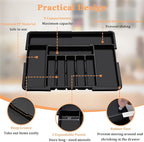Silverware Organizer Expandable Kitchen Utensil Drawer Organizer Large BPA Free Adjustable Cutlery Silverware Tray for Spoons Forks Knives Storage Divider for Kitchen Flatware 6-9 Slots Black