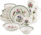 Portmeirion Botanic Garden 30-Piece Dinnerware Set - Nature-Inspired Floral Motifs - Dishwasher, Microwave, Freezer Safe Elegant Dining Plates, Bowls, Mugs - Fine Earthenware for Home Gatherings