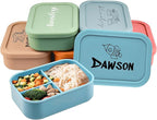 Custom Silicone Bento Box | Personalized Lunch Box with Engraved Name/Logo | Lunch Containers for Work Travel Outdoor with 3 Compartment
