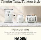 HADEN Barista Brew Espresso Coffee Machine, Stainless Steel Espresso Maker with Milk Frother and Steamer Function and 1.5L Water Tank, Ivory & Copper