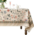 ISAENNE Designer Chinoiserie Linen Floral Extra Long Tablecloth Rectangle,White Wrinkle Resistant Table Cloth,Elegant Decor Tablecloths for Dining Thanksgiving Kitchen Party,67"*118"-Daffy