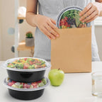 Meal Prep Containers Reusable 32oz - Meal Prep Bowls with Lids 50 Pack, Round Food Prep Bowls for Takeout, Disposable To Go Food Containers, Stackable, Leakproof, BPA-Free, Microwave/Freezer Safe