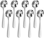 KEAWELL Premium 7" Louise Soup Spoons, 18/10 Stainless Steel, Dishwasher Safe (8)