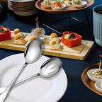 Stainless Steel Serving Spoons Set, 8pc, 10-Inch, Includes 4 Large, 4 Slotted, for Parties/Kitchen/Buffet/Catering, Dishwasher Safe