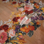 Clear Table Cover Protector Vinyl PVC Rectangle Table Cloth with Floral Fruit Pattern Oil Spill Proof Plastic Tablecloths for Dining Tables Parties Holidays (Floral Fruit, 55 x 84 Inches)