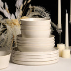 Stone Lain Claire 12-Piece Dinnerware Set Stoneware, Plates and Bowls Set, Dishwasher and Microwave Safe, Dish Set for 4, White