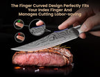 Steak Knives Set of 8 with Block Built-in Sharpener, 4.8 Inch Non Serrated Razor-Sharp Durable Dinner Knives, German Stainless Steel Damascus Pattern Full Tang Forged, Easy to Maintain