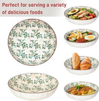 Large Serving Bowls, 78Oz Extra Large Salad Bowls Set of 2, Green Floral Pattern Design Decorative Bowls for Salad, Fruit, Pasta and Dinner, Serving Dishes Set for Party (Green Floral of 2)
