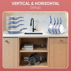 Heavy-Duty Pots and Pans Organizer | 5-Tier Cookware & Lid Storage Rack | Free-Standing or Wall-Mount | Kitchen Organizer for Cast Iron Skillets, Pots, Frying Pans, Lids | White