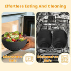 Homienly Unbreakable Big Bowl Set of 8: Alternative to Large Plastic Bowls - 60oz Wheat Straw Bowls for Salad, Soup & Cereal, Microwave & Dishwasher Safe for Everyday Use & Picnics - Black