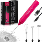 Frother Portable & Compact Handheld Foam Maker Lattes, Cappuccinos (Dragonfruit, Froth N Go)