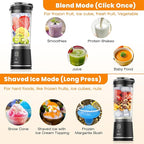 Personal Size Portable Blender for Shakes & Smoothies, 16oz Mini Small Smoothie Blender with On Go Lid & Sip Lid, 26000RPM Rechargeable Cordless Electric Blender for Travel Gym Office