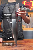 Dalstrong Chef Knife - 9.5 inch - Spartan Ghost Series - Premium American Forged S35VN Powdered Steel - Razor Sharp Kitchen Knife - Chef's Knife - Maple & Red Resin Handle - Sheath