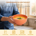 Homienly Large Bowl Set of 6, 60 oz Unbreakable Wheat Straw Bowls, Microwave Safe & Reusable for Salad, Cereal, Soup, Ideal for Camping, Picnic, Family Dining (Multi)