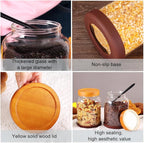 SAIOOL Screw Large Glass Storage Jars with Lids (2-Pack) - Diam15cm xH 20cm Airtight Containers for Bulk Foods, Cookies, Pet Treats, Includes Spoon & Label Kit (Tall Size)