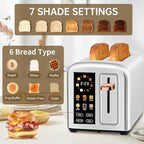 SEEDEEM Toaster 2 Slice, Real Touch Screen with LCD Display, Single-Slice Function, Stainless Steel Toaster, 50% Faster Heating, 1.5" Wide Slots, Removable Crumb Tray, 1350W, Silver Metallic