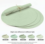 FunWheat Round Braided Placemats Set of 6 Place mats for Dining Tables Woven Heat Resistant Table Mats 15 inch (Mint Green)
