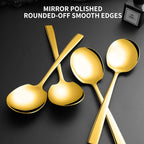 6 Piece Stainless Steel Serving Spoons Set - 6 Large Spoons, 9.2-Inch, Dishwasher Safe, for Parties/Kitchen/Buffet/Catering,Gold