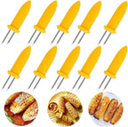 10PCS Corn Holders - Corn on The Cob Skewers,Stainless Steel Corn Fork Prong Skewers Kitchen Tool for BBQ Twin Prong Sweetcorn Holders Home Cooking Fork