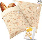 Sourdough bread Bags for Homemade Bread-2 Pack XL Reusable Beeswax Bread Bags for Homemade Bread Freezer & Refrigerator 17"×13" Natural Beeswax-Lined Organic Cotton Food Storage Bags to Keep Fresh
