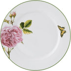 Portmeirion Home Roses 16 Piece Set - Delicate Pink Rose & Butterfly Pattern, Dishwasher Safe Porcelain Dinnerware for Garden Parties, Bridal Showers, Tea Time & Family Gatherings - 10.5" Plates